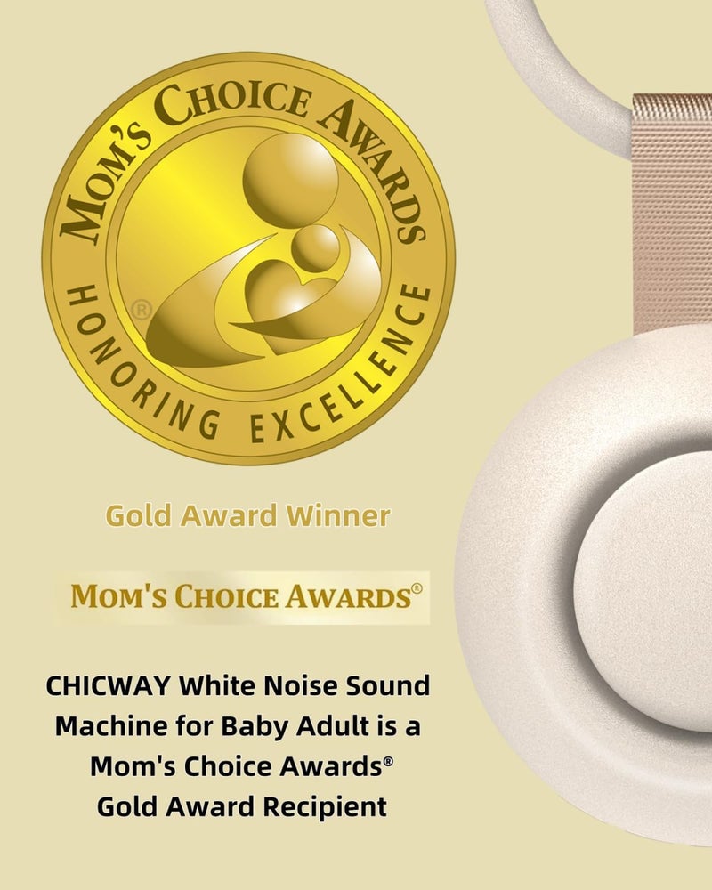 CHICWAY 2026 Mom's Choice Awards, Portable Sound Machine for Baby Adult, AI Cry Detection, 18 Soothing Sound, Bluetooth Rechargeable White Noise Machine for Home Office Travel, Nursery Light, Gray - Image 2